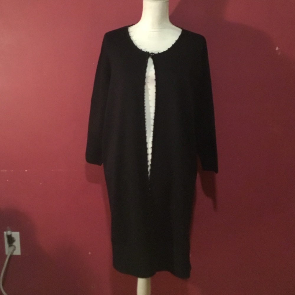 KNITS womenโs brand black bejeweled on collar shawl
